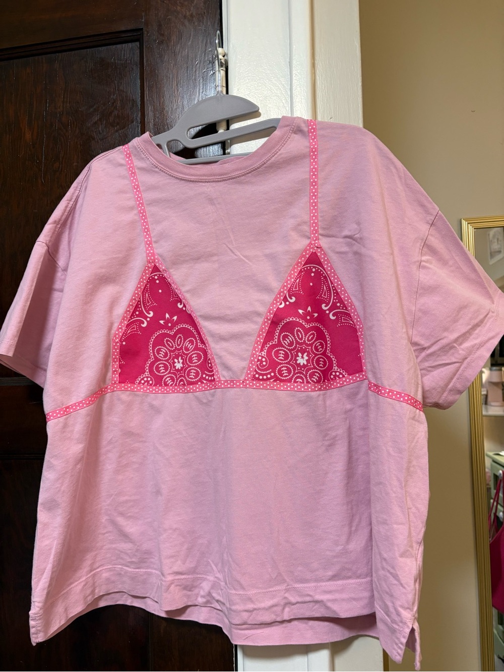 Old Navy Pink Vintage Tee with Bikini Appliqué
